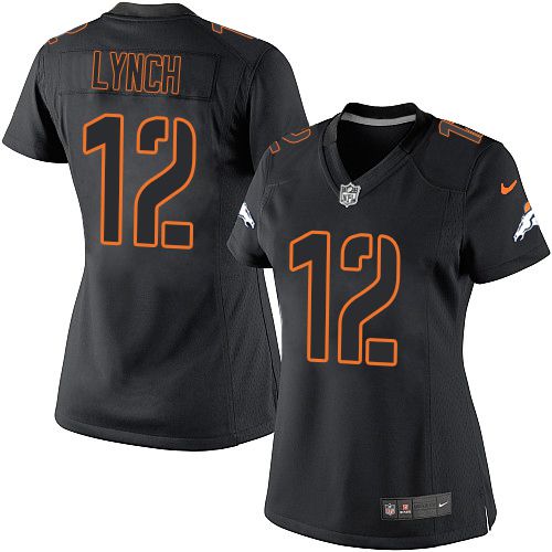 Nike Broncos #12 Paxton Lynch Black Impact Women's Stitched NFL Limited Jersey